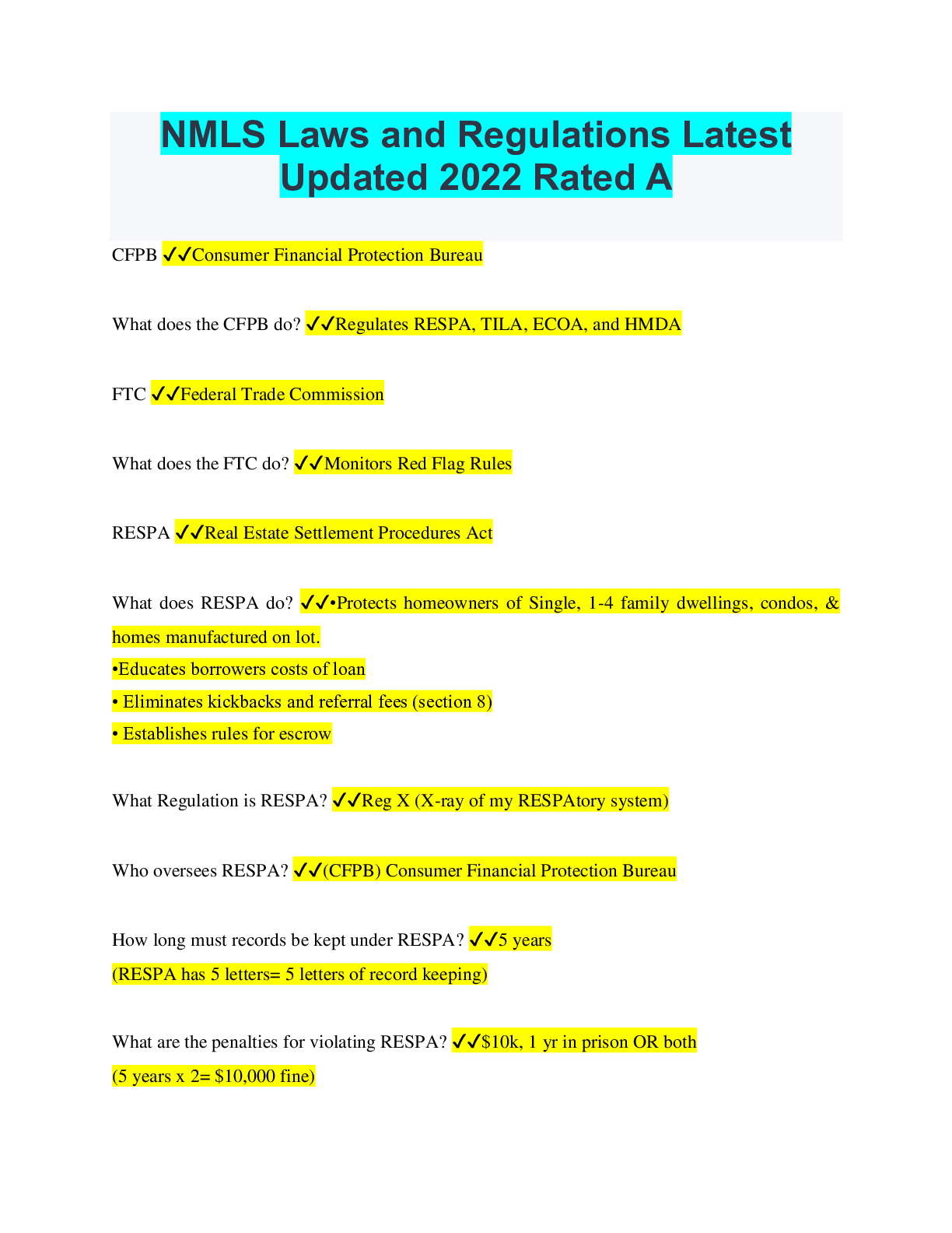NMLS BUNDLED EXAM QUESTIONS AND ANSWERS WITH COMPLETE SOLUTIONS